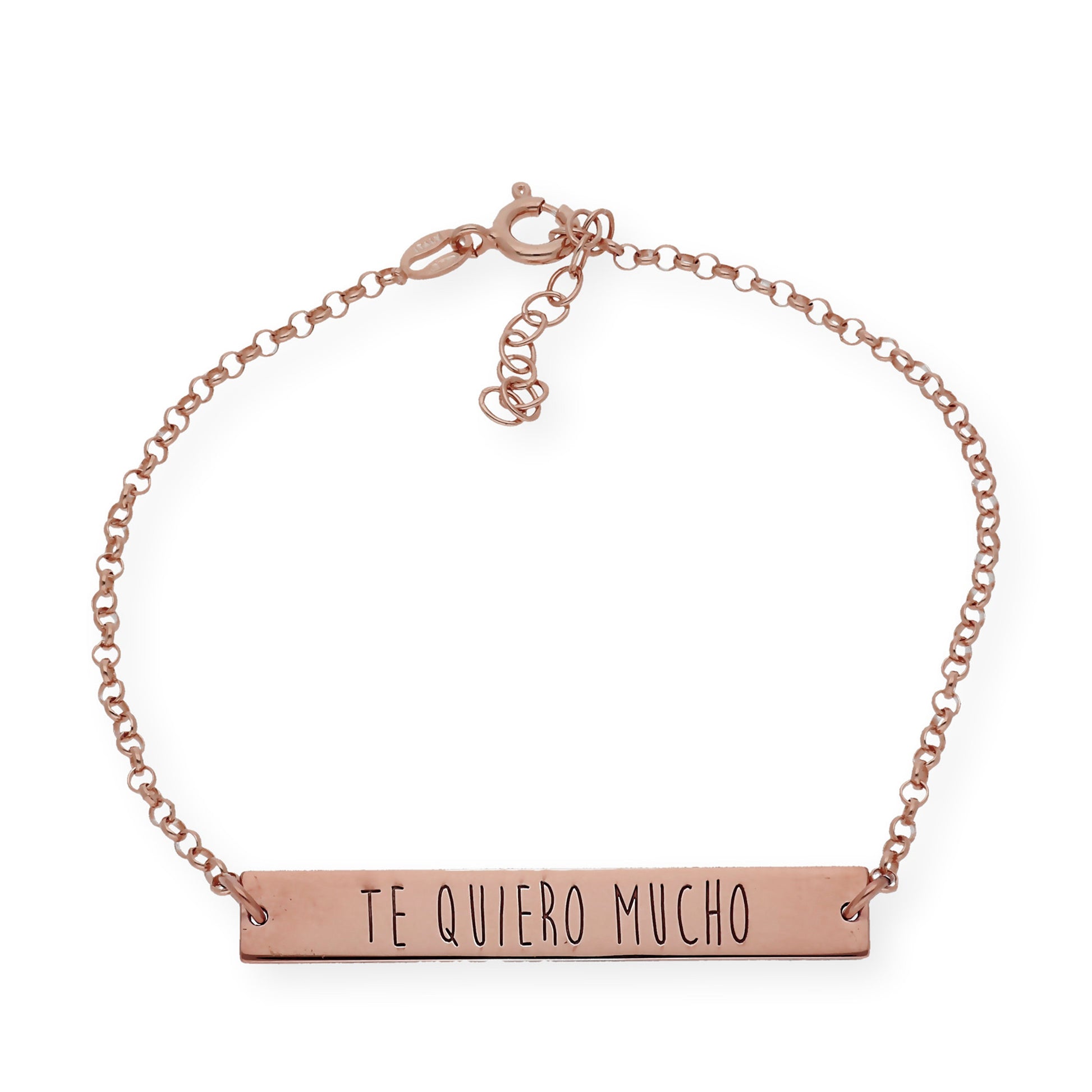 Pulsera Frase Xenia en Plata 925 con Baño de Oro Rosa 18k