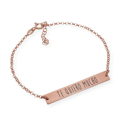 Pulsera Frase Xenia en Plata 925 con Baño de Oro Rosa 18k