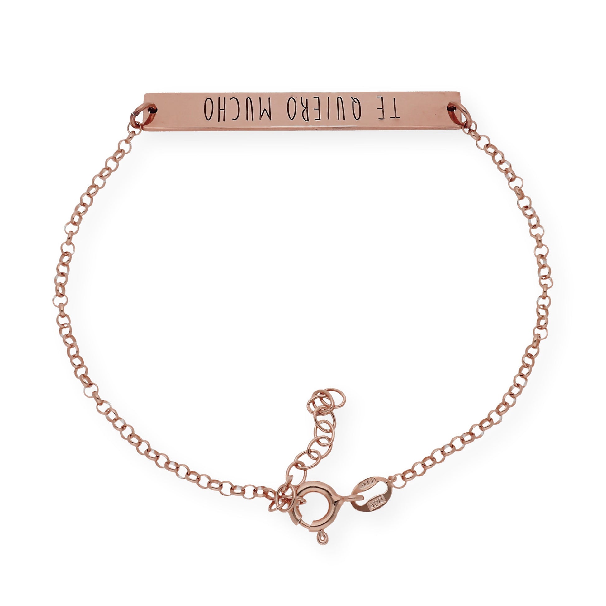 Pulsera Frase Xenia en Plata 925 con Baño de Oro Rosa 18k