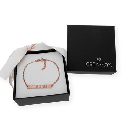 Pulsera Frase Xenia en Plata 925 con Baño de Oro Rosa 18k