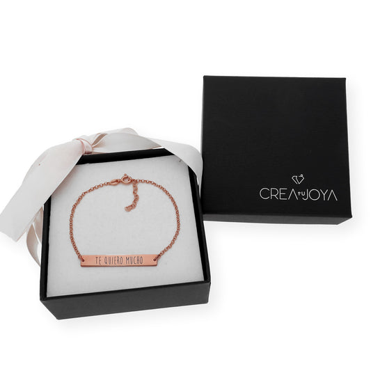 Pulsera Frase Xenia en Plata 925 con Baño de Oro Rosa 18k