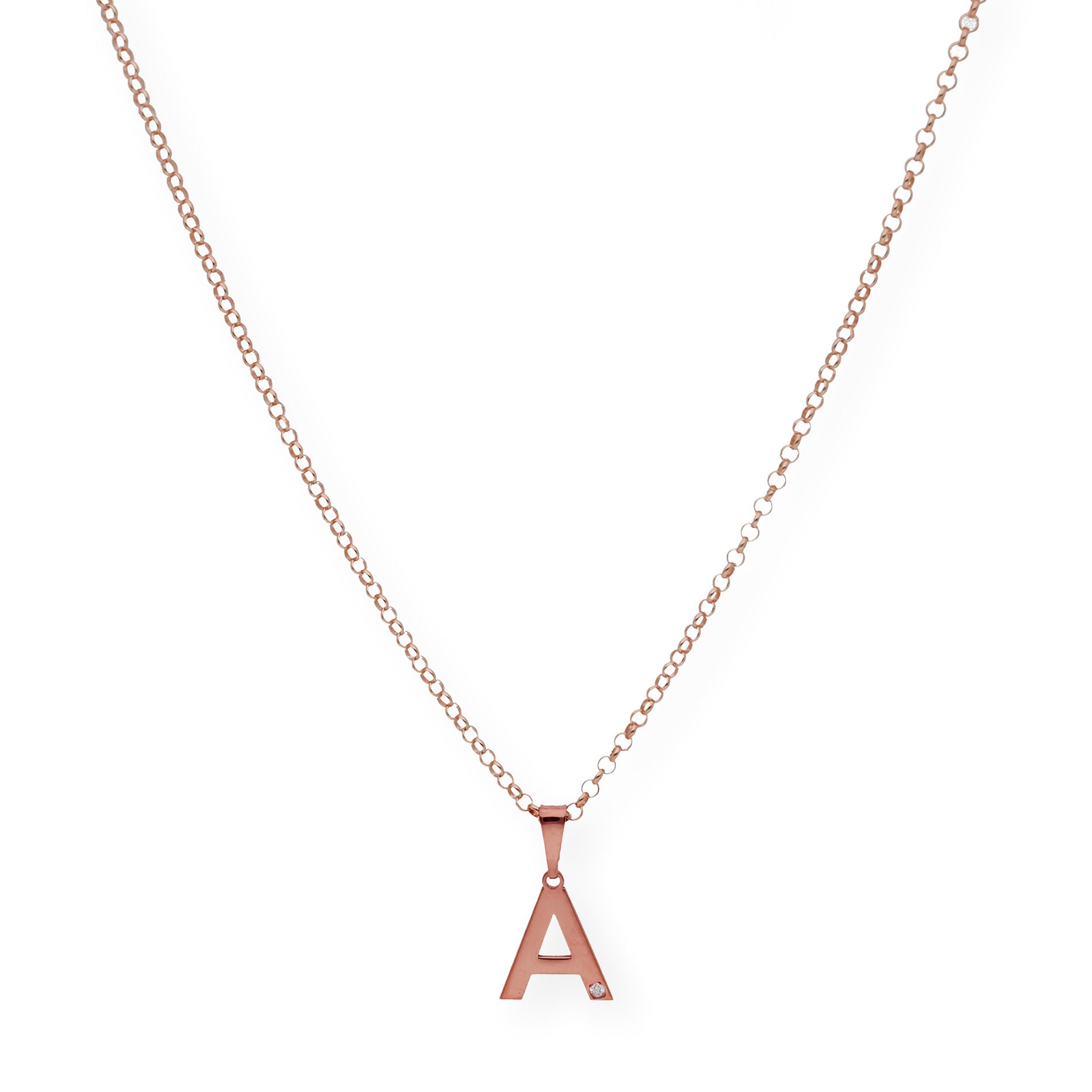 Colgante Inicial con Diamante en Plata 925 y Baño de Oro 18k