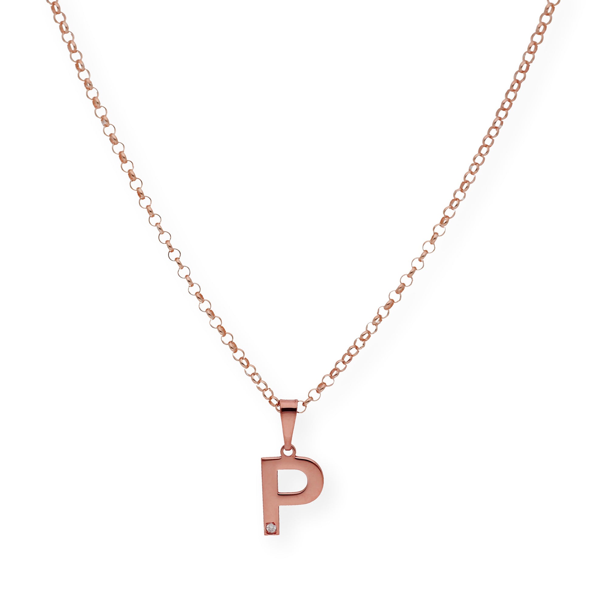 Colgante Inicial con Diamante en Plata 925 y Baño de Oro 18k
