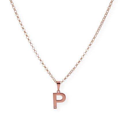 Colgante Inicial con Diamante en Plata 925 y Baño de Oro 18k