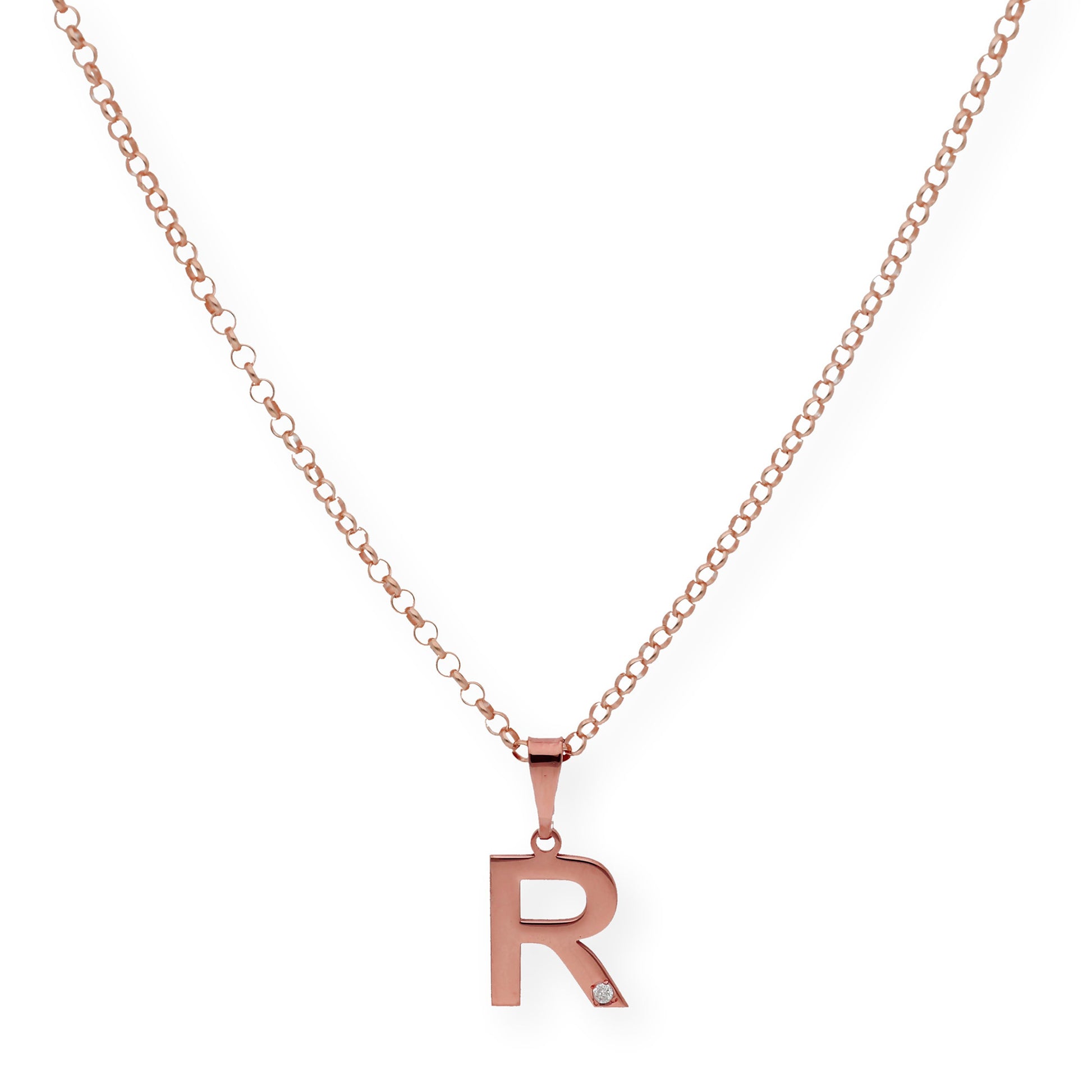 Colgante Inicial con Diamante en Plata 925 y Baño de Oro 18k
