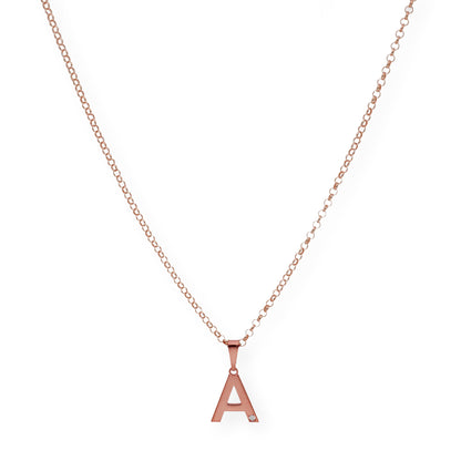 Colgante Inicial con Diamante en Plata 925 y Baño de Oro Rosa 18k