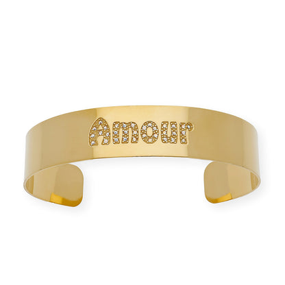 Brazalete Armilla Amor en Plata de ley 925 con Baño de Oro 18K y cristales de Swarovsky