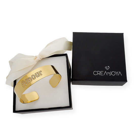 Brazalete Armilla Amor en Plata de ley 925 con Baño de Oro 18K y cristales de Swarovsky