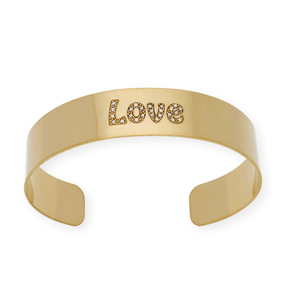 Brazalete Armilla Amor en Plata de ley 925 con Baño de Oro 18K y cristales de Swarovsky