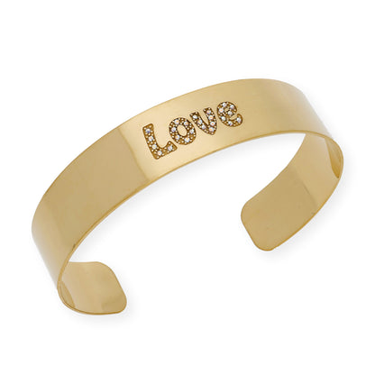 Brazalete Armilla Amor en Plata de ley 925 con Baño de Oro 18K y cristales de Swarovsky