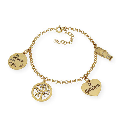 Pulsera Sister Love en Plata 925 y Baño de Oro 18k