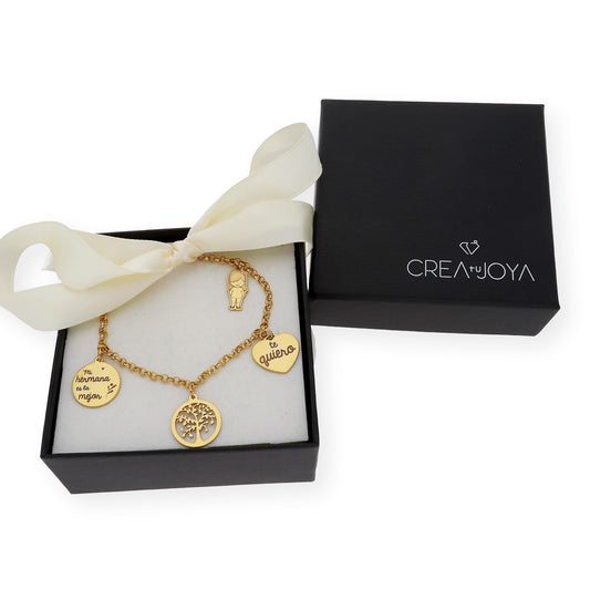 Pulsera Sister Love en Plata 925 y Baño de Oro 18k