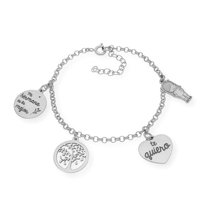 Pulsera Sister Love en Plata 925 y Baño de Oro Rosa 18k