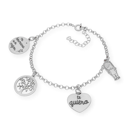 Pulsera Sister Love en Plata 925 y Baño de Oro Rosa 18k