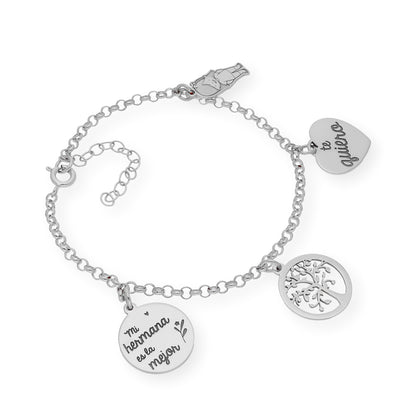 Pulsera Sister Love en Plata 925 y Baño de Oro Rosa 18k