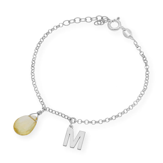 Pulsera Alain Inicial con Cuarzo Citrino en Plata 925