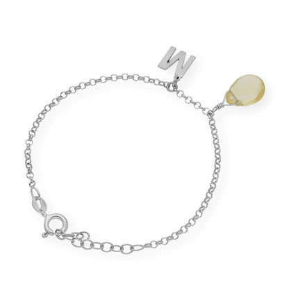 Pulsera Alain Inicial con Cuarzo Citrino en Plata 925