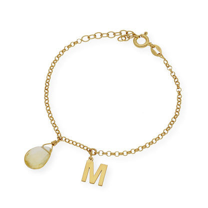 Pulsera Alain Inicial con Cuarzo Citrino en Plata 925