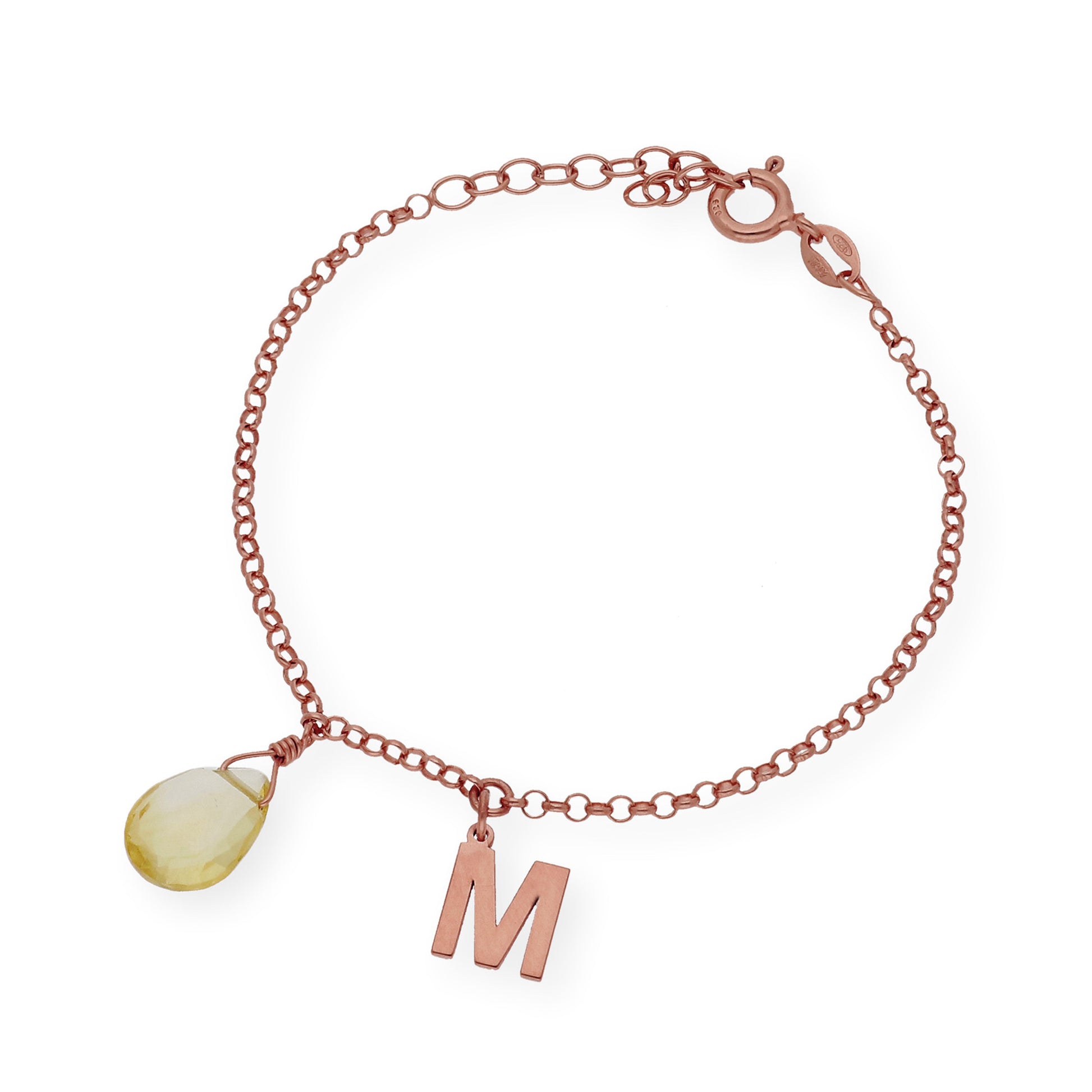 Pulsera Alain Inicial con Cuarzo Citrino en Plata 925