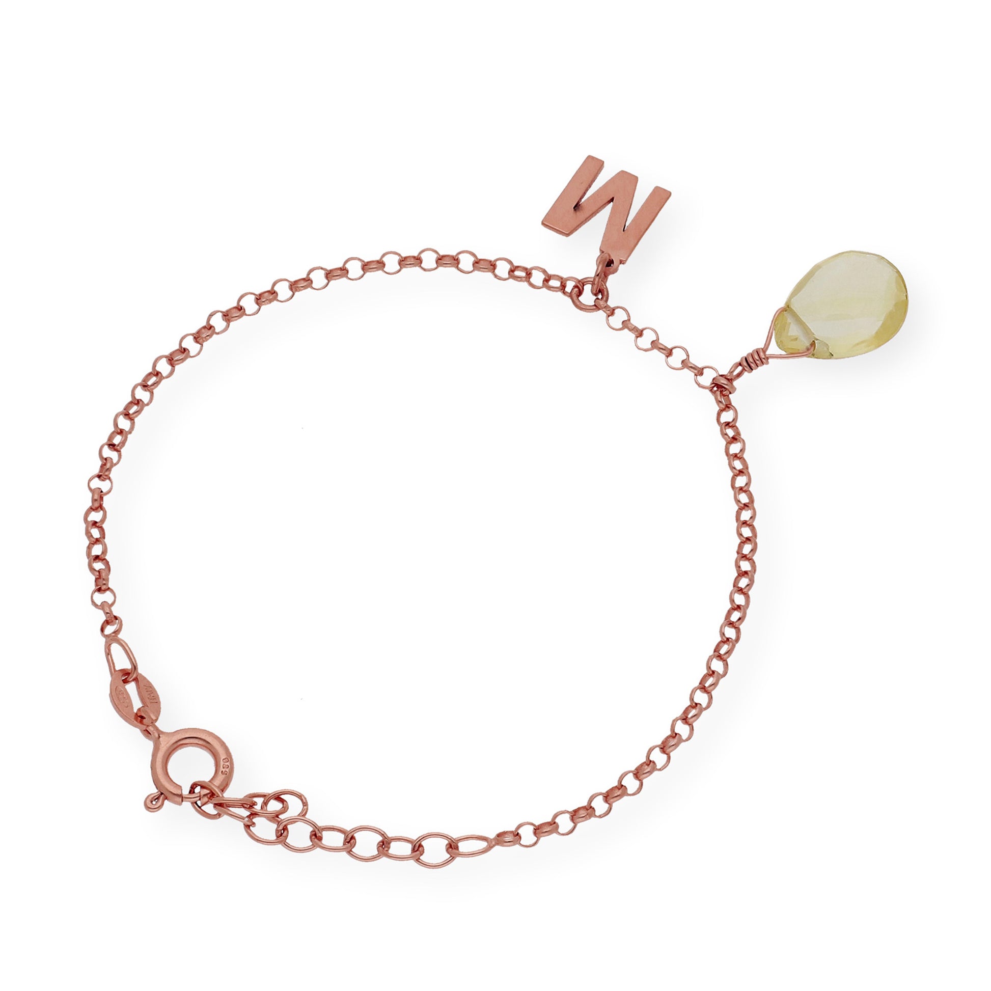 Pulsera Alain Inicial con Cuarzo Citrino en Plata 925