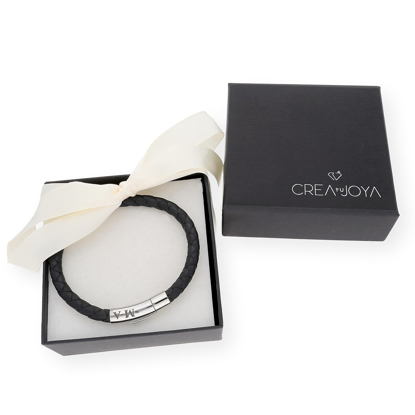 Pulsera Theo en Cuero Trenzado y Acero inoxidable