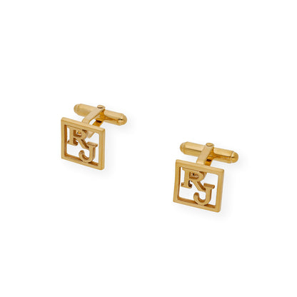 Gemelos con Iniciales Cruzadas en Plata de ley 925 con baño de oro 18k
