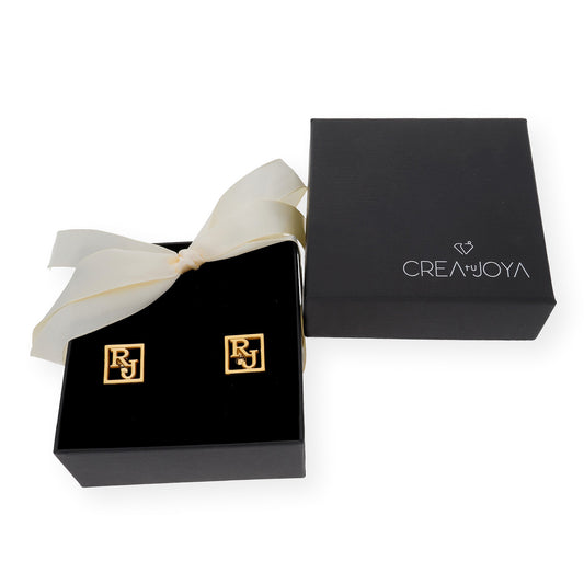 Gemelos con Iniciales Cruzadas en Plata de ley 925 con baño de oro 18k