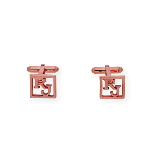 Gemelos con Iniciales Cruzadas en Plata de ley 925 con Baño de Oro Rosa 18k