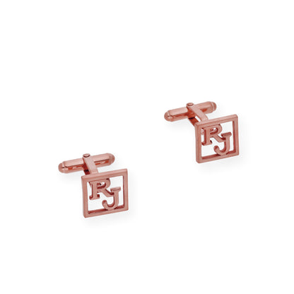 Gemelos con Iniciales Cruzadas en Plata de ley 925 con Baño de Oro Rosa 18k