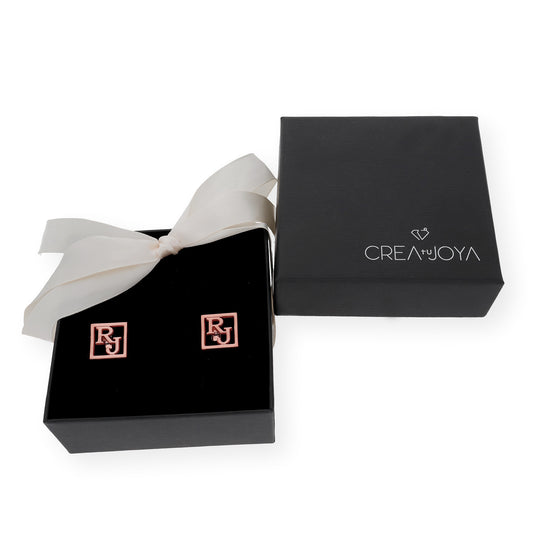 Gemelos con Iniciales Cruzadas en Plata de ley 925 con Baño de Oro Rosa 18k