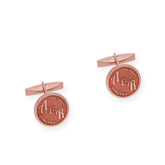 Gemelos Jack con Iniciales en Plata 925 con Baño de Oro Rosa 18k