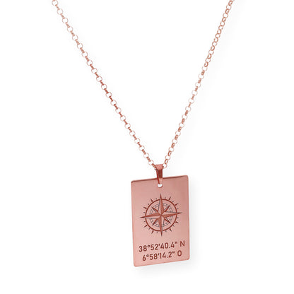 Colgante Brújula con Coordenadas en Plata 925