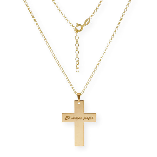 Colgante Cruz Grande en Plata 925 con Baño de Oro 18k