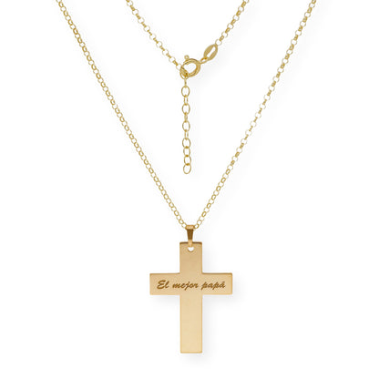Colgante Cruz Grande en Plata 925 con Baño de Oro Rosa 18k