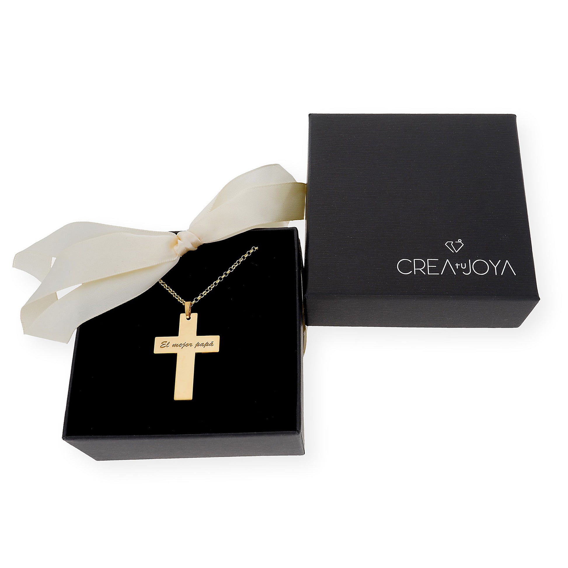 Colgante Cruz Grande en Plata 925 con Baño de Oro Rosa 18k