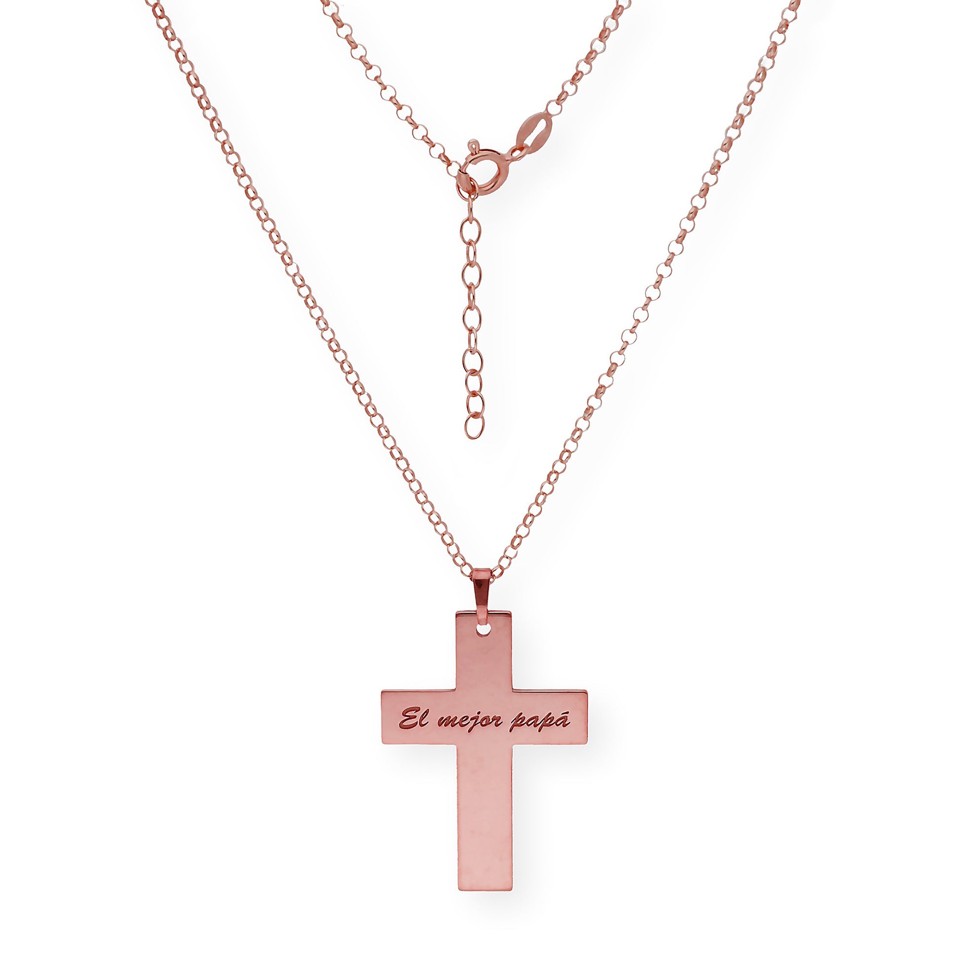 Colgante Cruz Grande en Plata 925 con Baño de Oro Rosa 18k