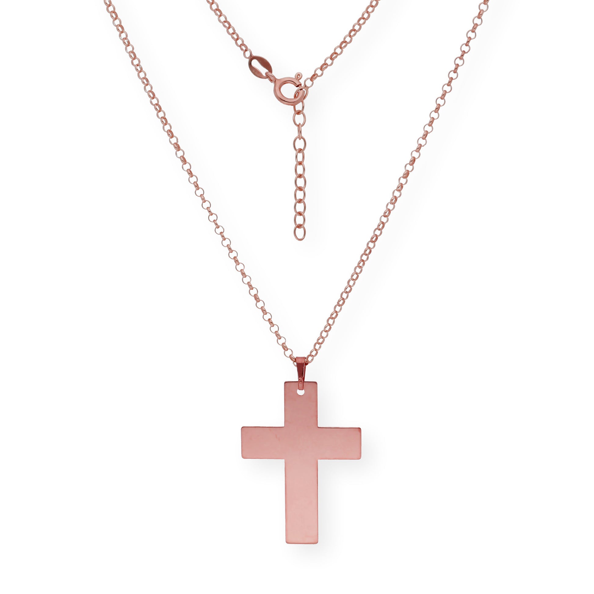 Colgante Cruz Grande en Plata 925 con Baño de Oro Rosa 18k