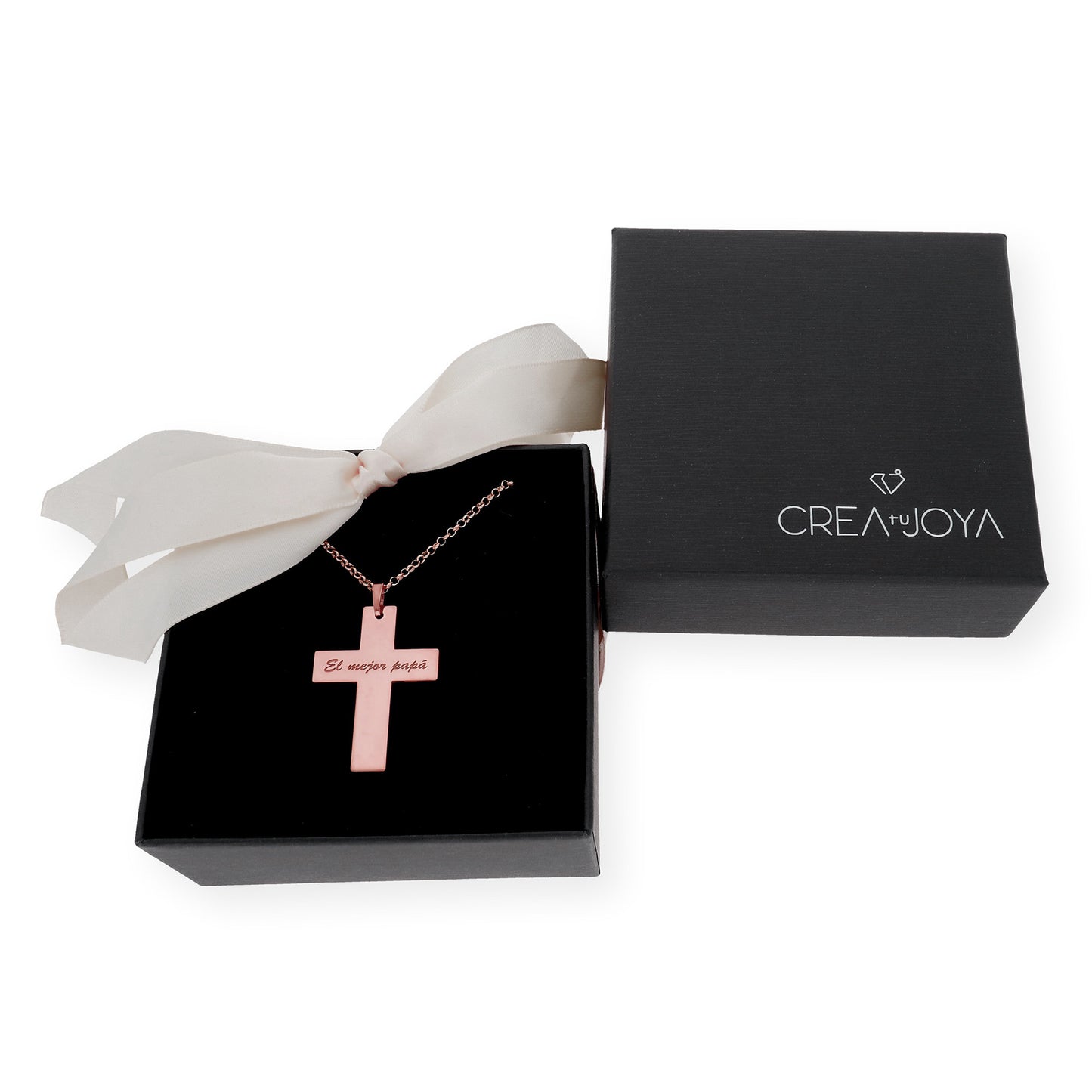 Colgante Cruz Grande en Plata 925 con Baño de Oro Rosa 18k