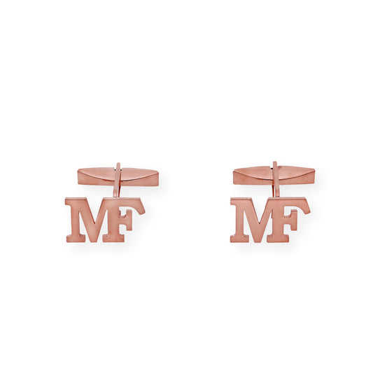 Gemelos Klopp con Iniciales en Plata 925 con Baño de Oro Rosa 18k