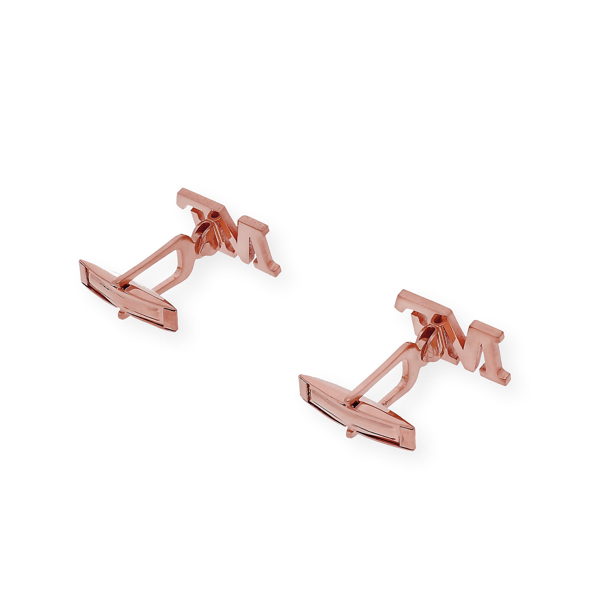 Gemelos Klopp con Iniciales en Plata 925 con Baño de Oro Rosa 18k