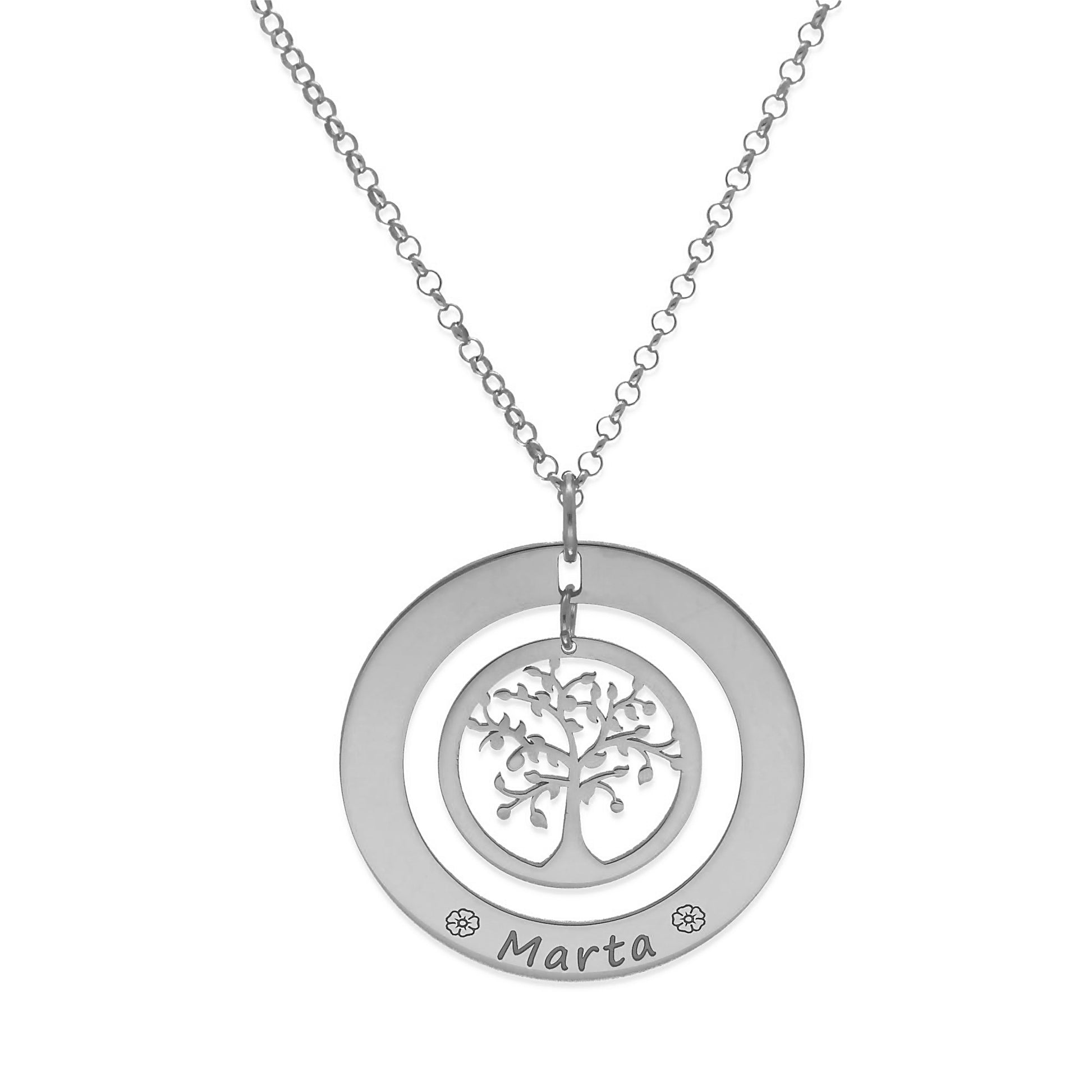 Colgante Árbol de la Vida Dos Aros Personalizado Plata 925