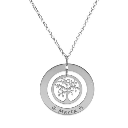 Colgante Árbol de la Vida Dos Aros Personalizado Plata 925
