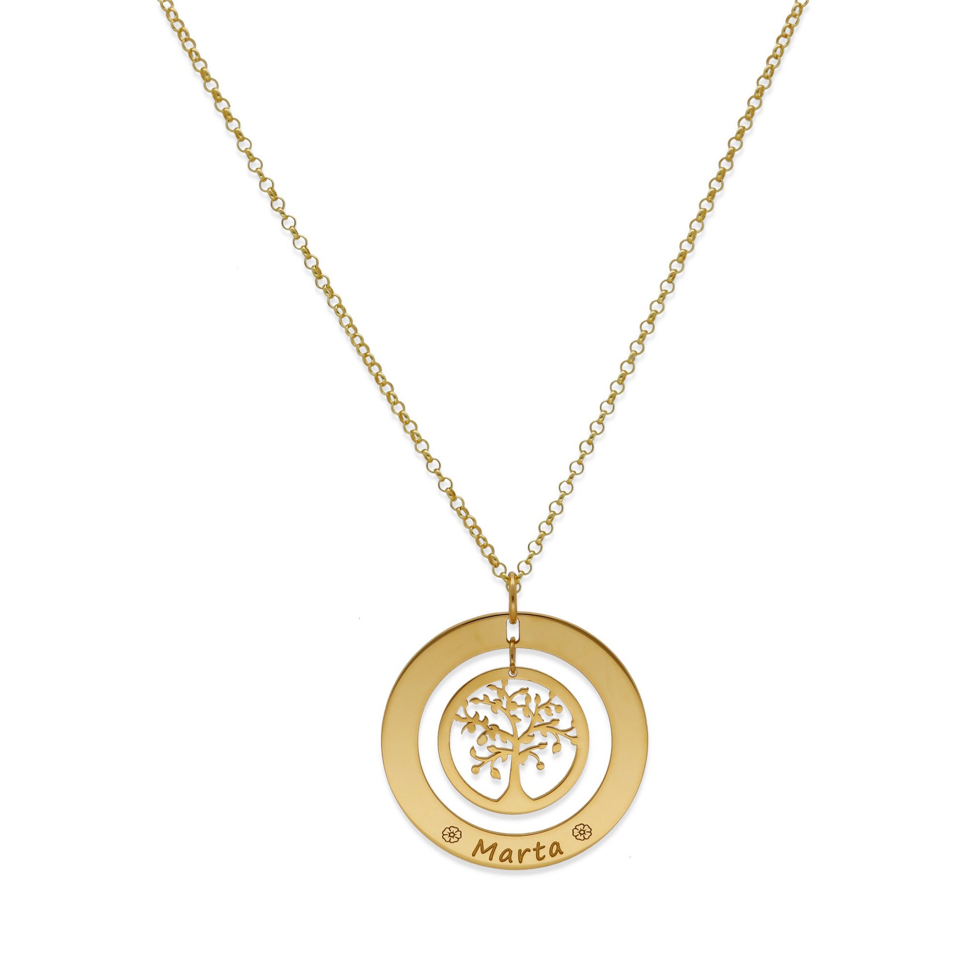 Colgante Árbol de la Vida Dos Aros Personalizado Plata 925