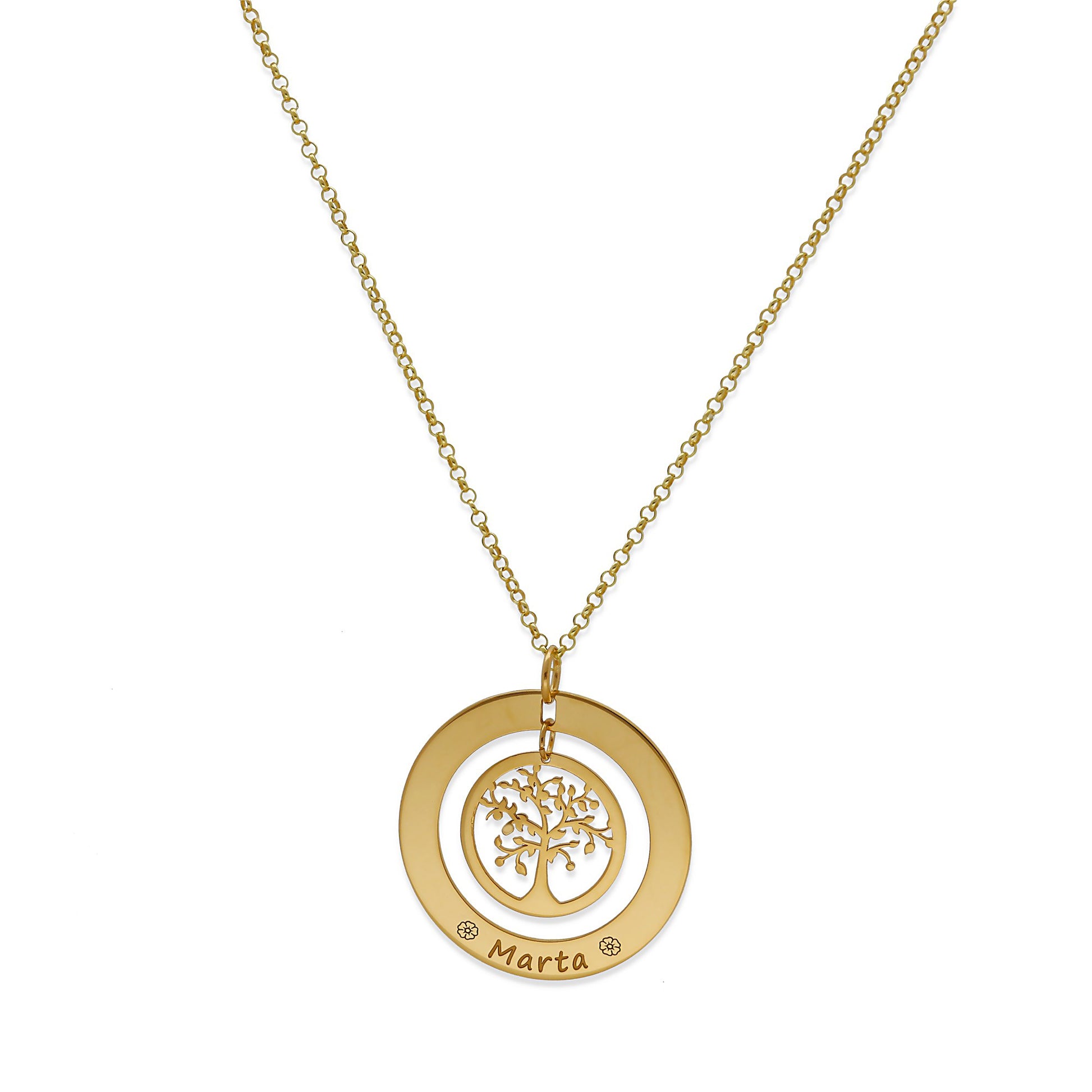 Colgante Árbol de la Vida Dos Aros Personalizado Plata 925