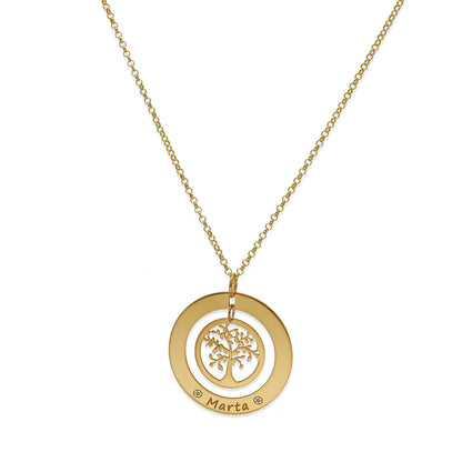 Colgante Árbol de la Vida Dos Aros Personalizado Plata 925