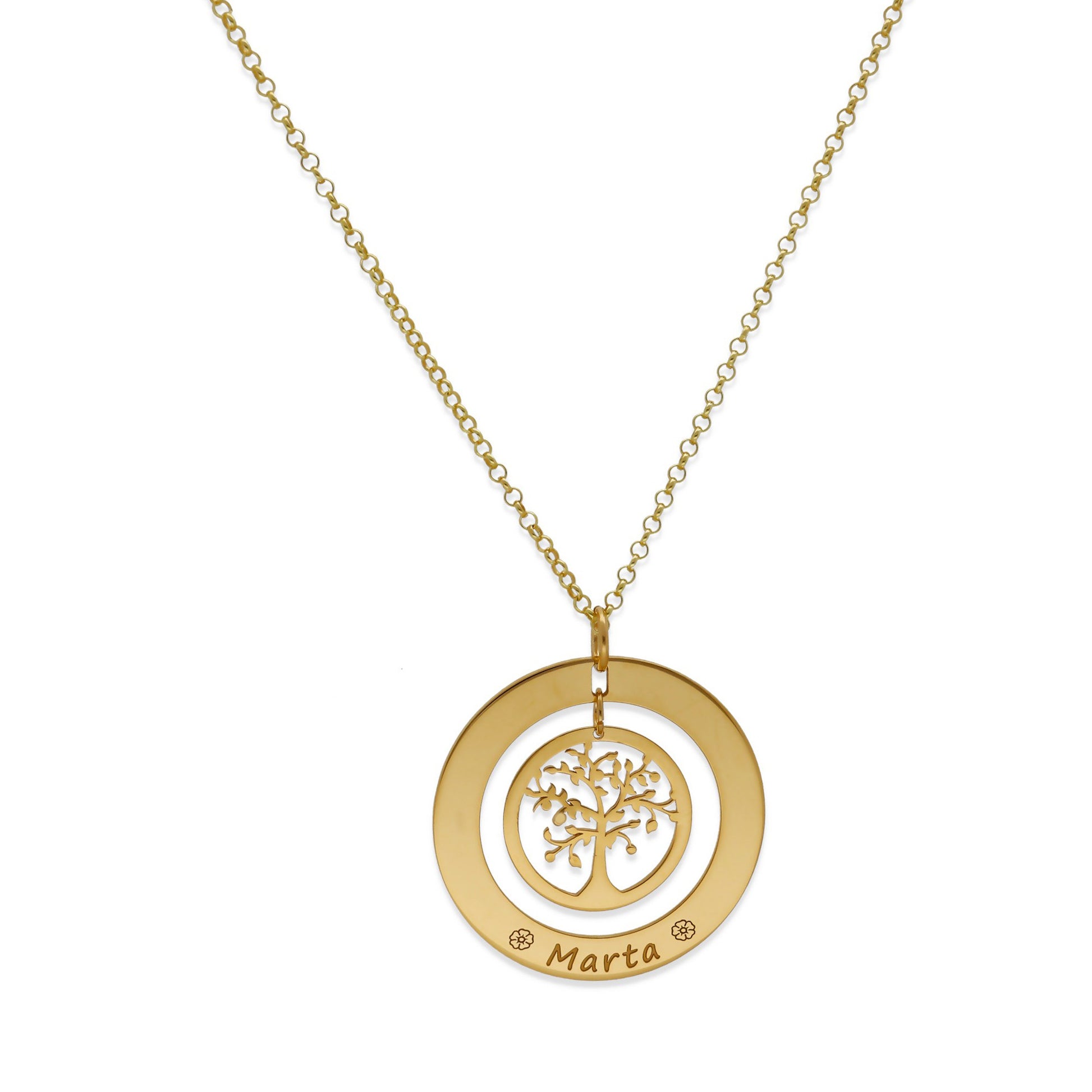 Colgante Árbol de la Vida Dos Aros Personalizado Plata 925