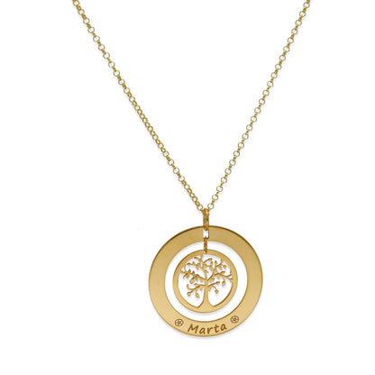 Colgante Árbol de la Vida Dos Aros Personalizado Plata 925