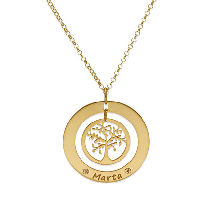 Colgante Árbol de la Vida Dos Aros Personalizado Plata 925