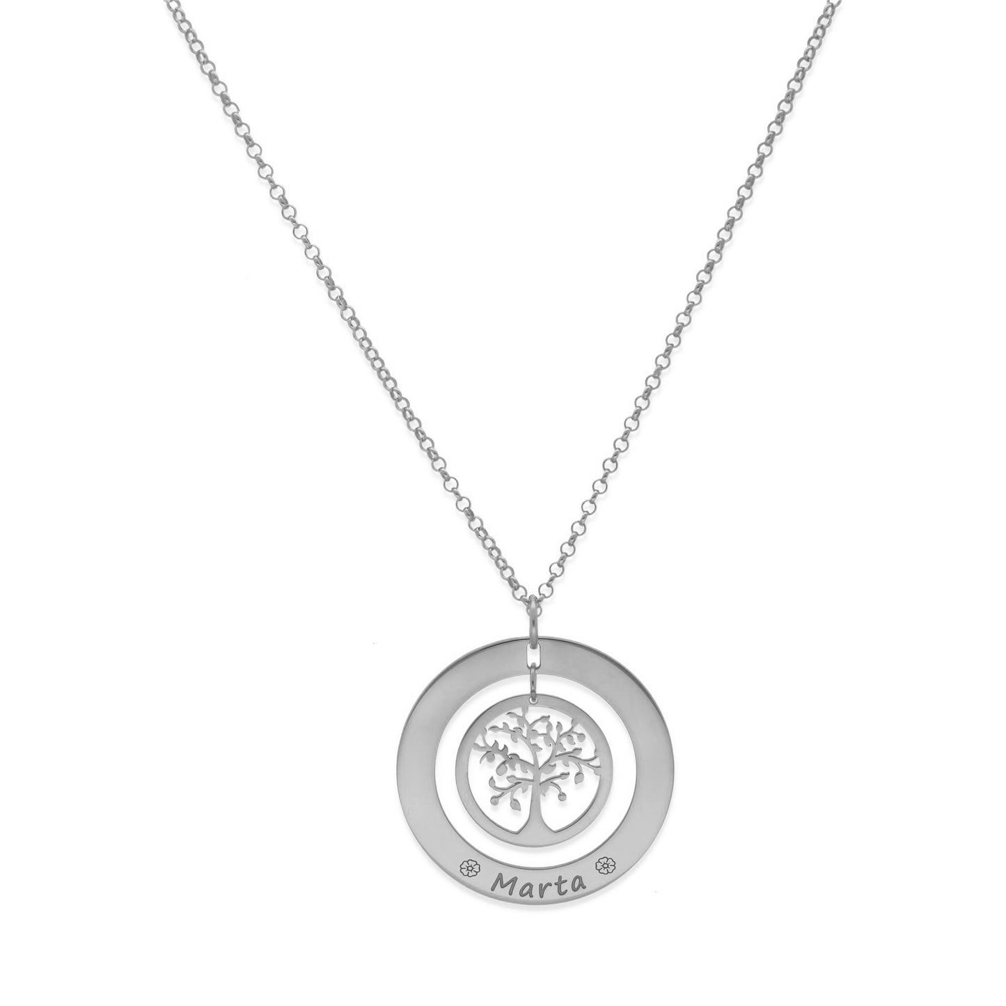 Colgante Árbol de la Vida Dos Aros Personalizado Plata 925