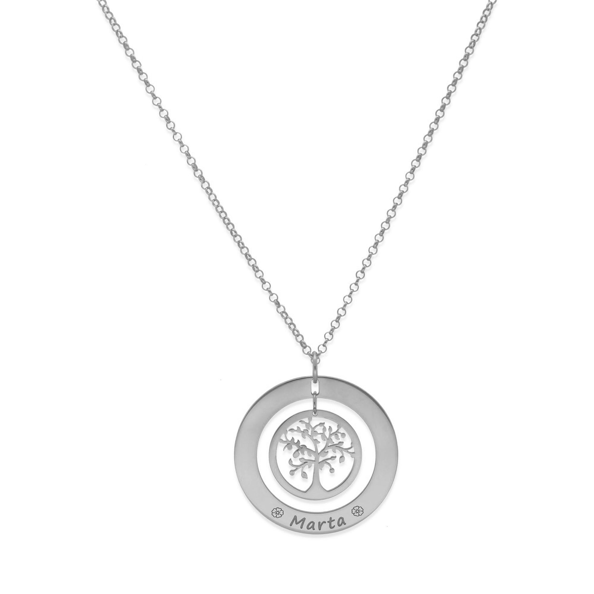 Colgante Árbol de la Vida Dos Aros Personalizado Plata 925